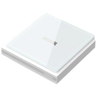 Dispositivo quadrado branco e cinza com texto HDMI na lateral