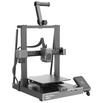 Impressora 3D preta SW-X4 Pro com estrutura metálica e painel de controlo inclinado
