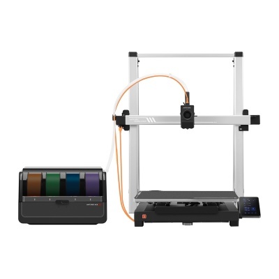 Impressora 3D Anycubic Kobra 2 com deposito de filamentos coloridos e painel tátil