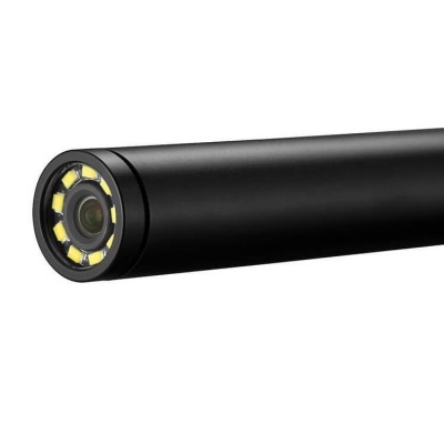 Câmara endoscópica preta com LEDs em fundo branco