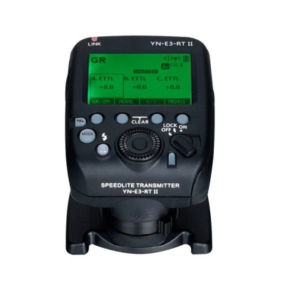 Transmissor de flash Speedlite preto com ecrã verde e vários botões