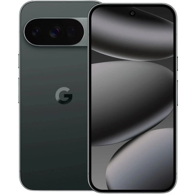 Smartphone Google Pixel cinza escuro com três câmaras traseiras e ecrã grande