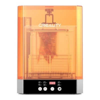 Impressora 3D CREALITY com tampa laranja translúcida e painel digital preto