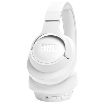 Auriculares wireless JBL brancos com almofadas em espuma e logótipo JBL
