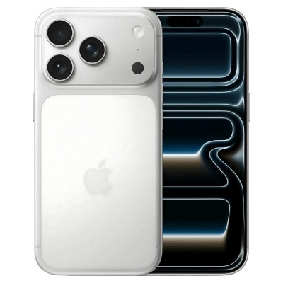 Smartphone Apple iPhone branco com capa traseira translúcida e ecrã frontal ligado