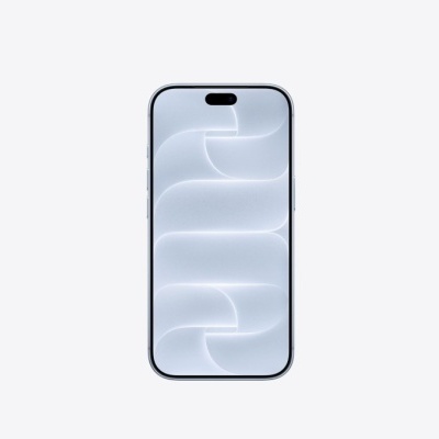 Smartphone branco frontal com padrão geométrico e frame prateado