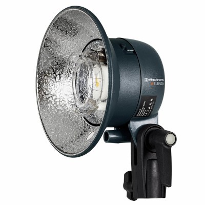Flash de estúdio Elinchrom ELB 500 com refletor prateado texturizado