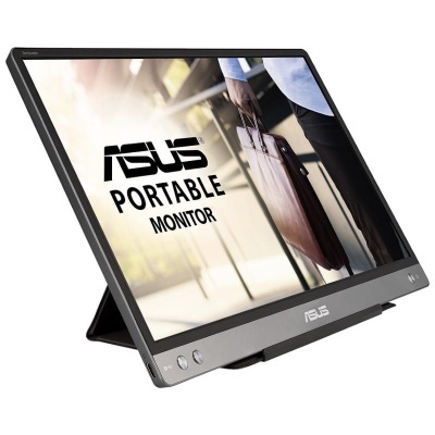 Monitor portátil ASUS preto com suporte integrado