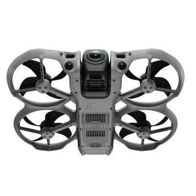 Drone cinzento com quatro hélices e câmara central