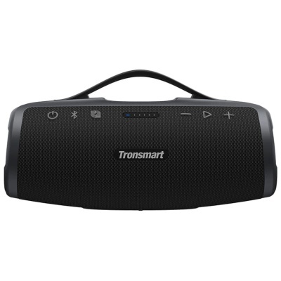 Coluna portátil Bluetooth preta Tronsmart com botões e pega