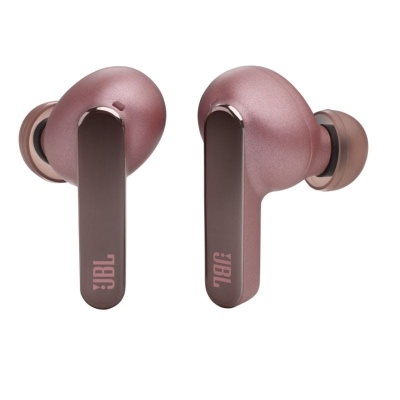 Auriculares wireless cor rosa metálico e preto com marca JBL