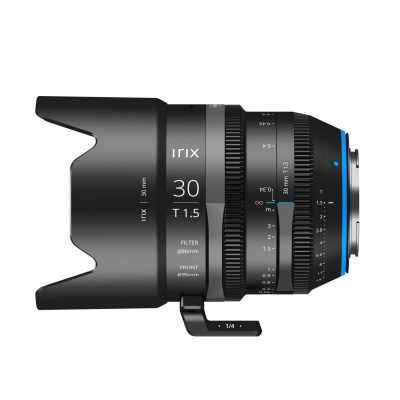 Objetiva fotográfica Irix 30mm T1.5 com para-sol preto