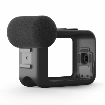 Microfone preto com esponja protetora para câmara