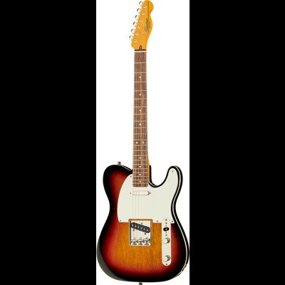 Guitarra elétrica sunburst com pickguard branco e braço em madeira