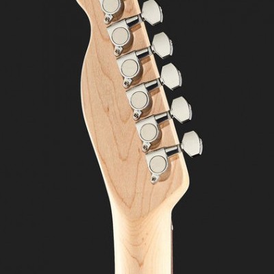 Cabeça traseira de guitarra elétrica em madeira clara com cravelhas cromadas