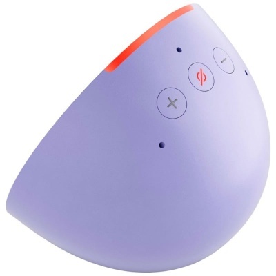Dispositivo eletrônico roxo com botões e borda laranja