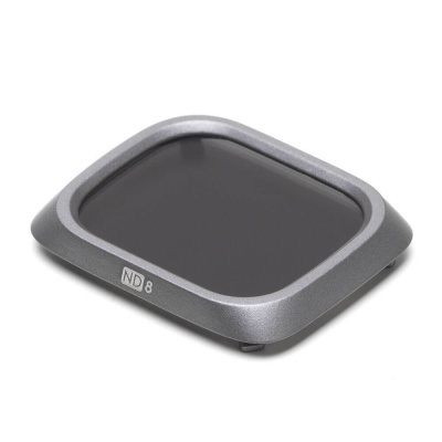 Filtro fotográfico quadrado ND8 com moldura cinza metálica e vidro escuro