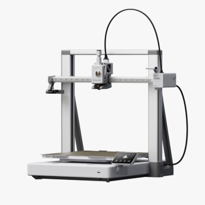Impressora 3D branca e cinza com ecrã tátil e texto A2L