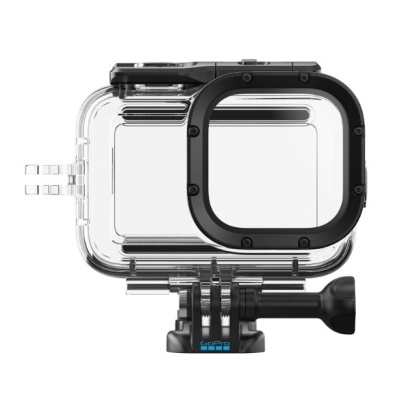 Caixa estanque para câmara GoPro transparente e preta com fecho quadrado