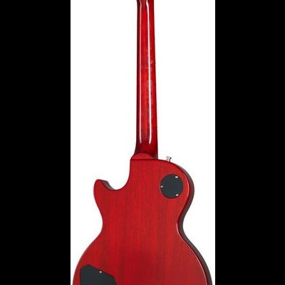 Foto da parte traseira de uma guitarra elétrica vermelha