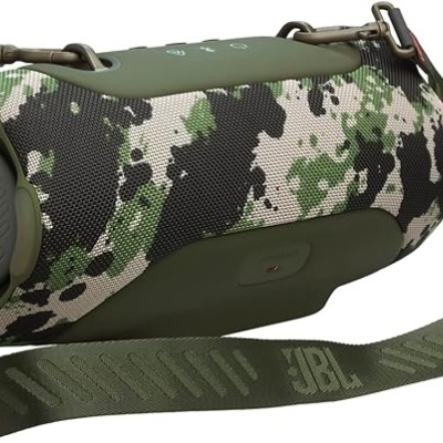 Coluna portátil camuflada JBL com alça verde