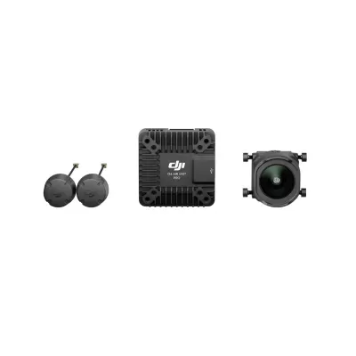 Conjunto de acessórios DJI com módulo central, duas unidades circulares e uma lente