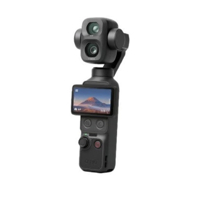Câmara portátil DJI Osmo Pocket preta com ecrã digital e botões de controlo