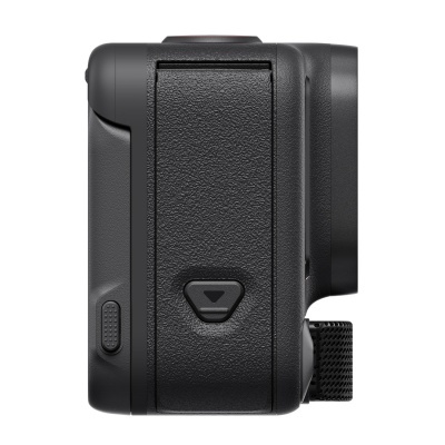 Câmara digital compacta preta vista de lado