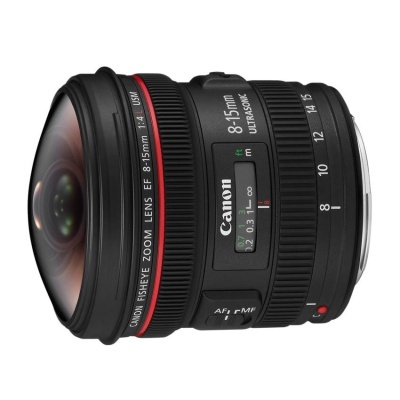 Lente Canon EF 8-15mm f/4L FISHEYE ZOOM USM preto com anel vermelho