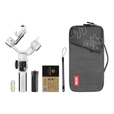 Estabilizador branco com acessórios e estojo cinza