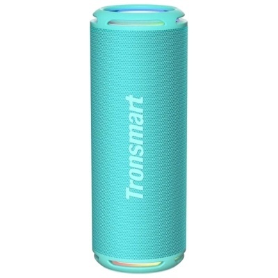 Coluna portátil cylindrical azul turquesa Tronsmart com luzes LED