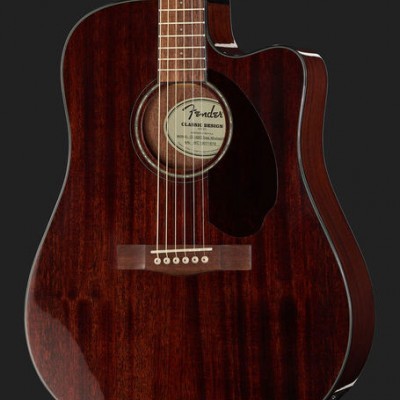 Guitarra acústica Fender Classic Design de madeira escura com seis cordas e corte no corpo