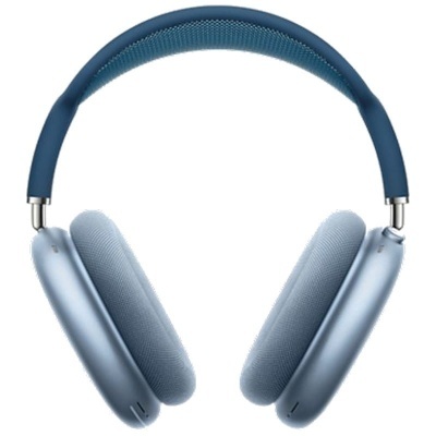 Headphones azuis com almofadas acolchoadas e faixa superior acolchoada