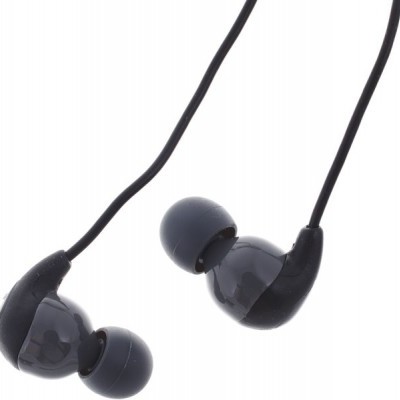 Auscultadores intra-auriculares pretos com cabo