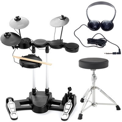 Kit de bateria eletrónica com banco e auscultadores