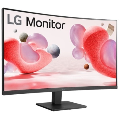 Monitor LG com ecrã curvo e suporte preto