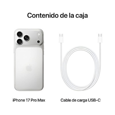 Conteúdo da caixa do iPhone 17 Pro Max com cabo USB-C branco