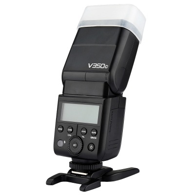 Flash externo para câmaras preto com ecrã e difusor branco