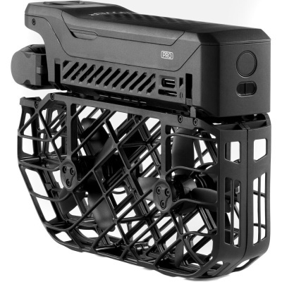 Drone subaquático preto com estrutura de proteção em plástico rígido