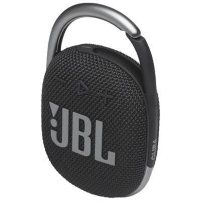 Coluna portátil preta JBL Clip 4 com carabina integrada