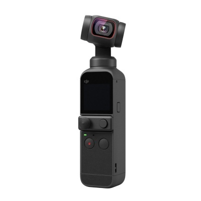 Câmara portátil DJI Osmo Pocket preta com ecrã e lente rotativa