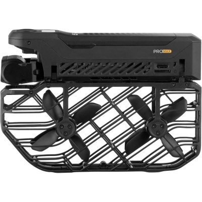 Submarino robótico preto com hélices e estrutura metálica protetora