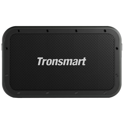 Coluna portátil preta com texto 'Tronsmart' na frente