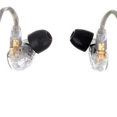 Auriculares intra-auriculares com ponta preta e carcaça transparente