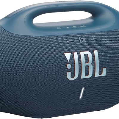 Coluna portátil azul JBL com botões de controlo