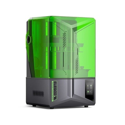 Impressora 3D Elegoo com cobertura verde e corpo cinza