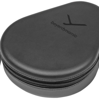 Estojo rígido preto com zip e logo beyerdynamic