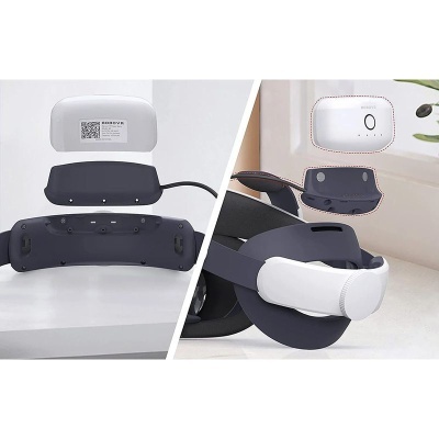 dispositivo de realidade virtual preto e branco com etiqueta e código QR