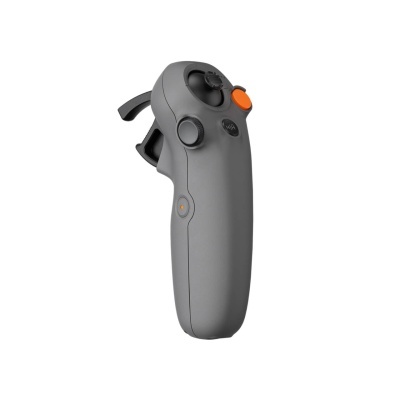 Comando portátil cinzento escuro com botão laranja