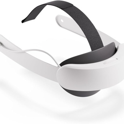 Óculos de realidade virtual branco e preto com alça ajustável